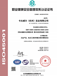ISO45001职业健康安全管理体系认证证书